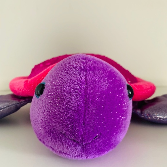 Pink and purple plush sea turtle with sequin back - Picture 2 of 5